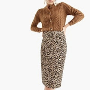 J. Crew Stetch Cotton Leopard Pencil Skirt